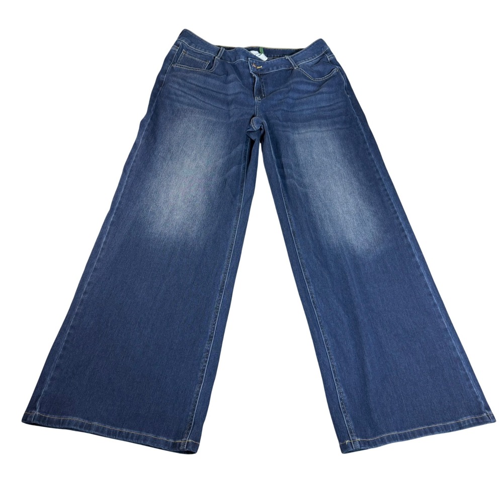 Halara Wide Leg Crossover Waist Jeans Blue Medium Wash Large Tall 02710762
